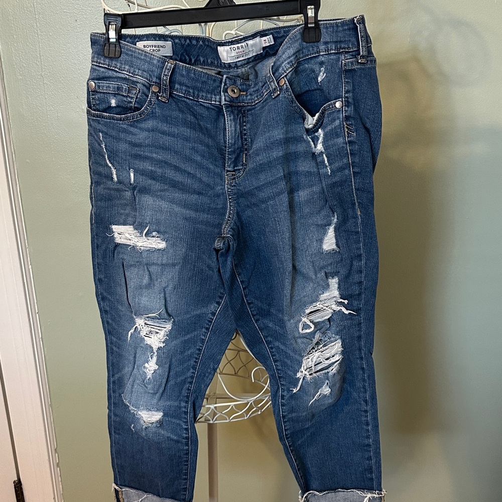 Torrid Medium Blue Distressed Boyfriend Jeans